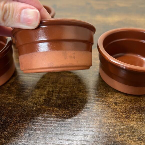Set of 4 Cermer Ramekins Brown Glazed Terracotta Baking Kitchen 4oz Custard Cups - Picture 8 of 8
